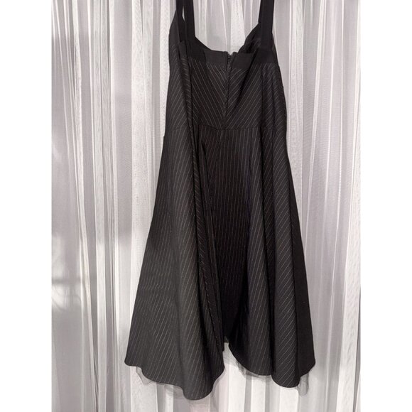 Ruby Rox Black Pinstripe Sleeveless Fit & Flare Dress With Tulle Underskirt Size - Picture 7 of 8